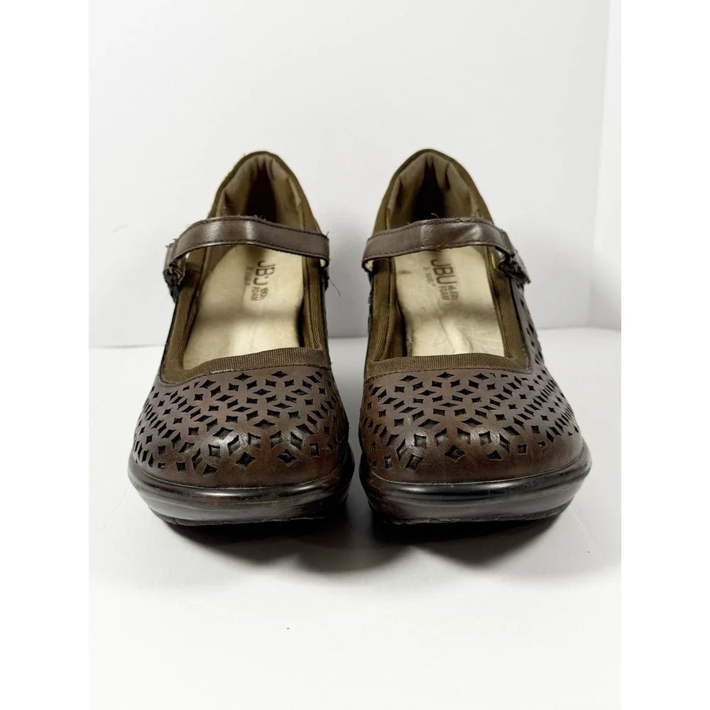 JBU By Jambu Alicante Mary Jane Wedge Heel Clog Buckle Memory Foam Y2K Brown 9M - Picture 4 of 16